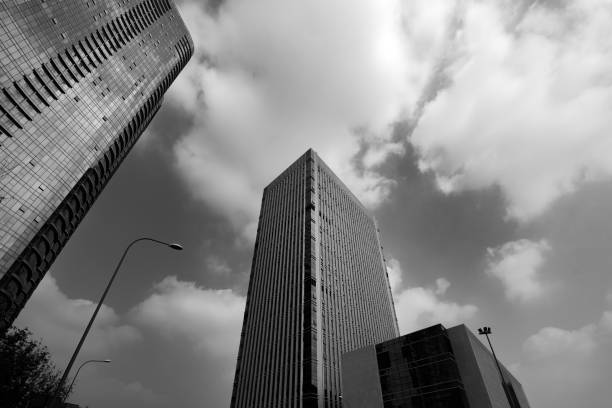 istock Black and white modern urban architecture 1445724138