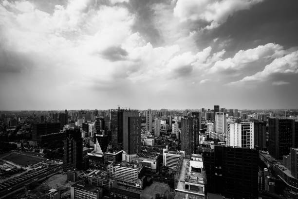 istock Black and white modern urban architecture 1445724170
