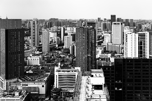 Black and white modern urban architecture