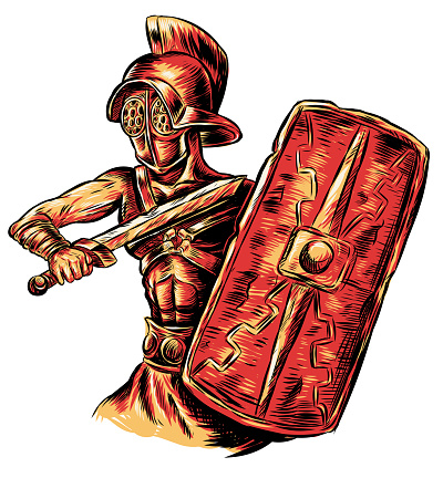Gladiator warrior hand drawn. vector illustration illustration