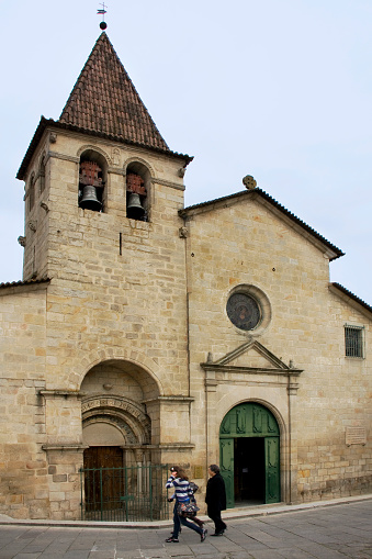 Santa María Maior, Igreja Matriz de Chaves. Medieval church facade close-up in Chaves, Portugal. 12th century.