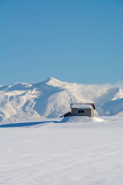 istock Snowfields and snowy mountains with a blue sky 1445730470