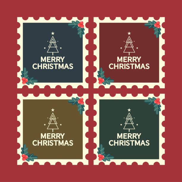 istock Christmas beautiful cheerful cute stamp. Christmas tree vector. Christmas tree stamp. icon. 1445734362