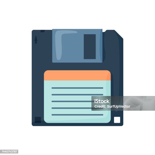 Floppy Example Cartoon Vintage Floppy Disk Flat Vector Illustration Stock Illustration ...