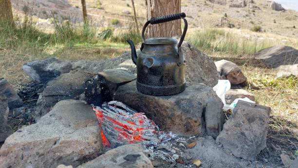 istock Turkish style tea brewing and tea stove in the open air 1445747033