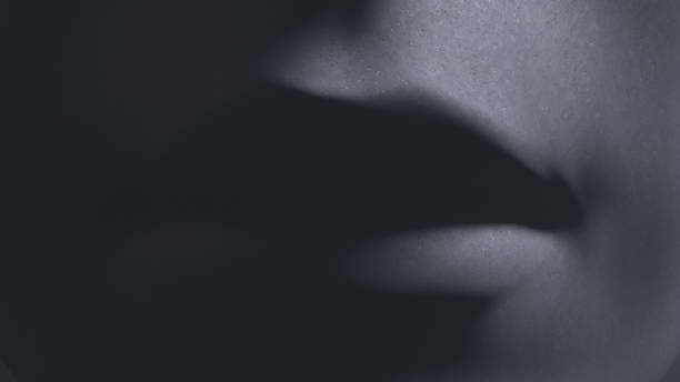 istock Human mouth close-up. Dramatic lighting. 3d illustration 1445748134