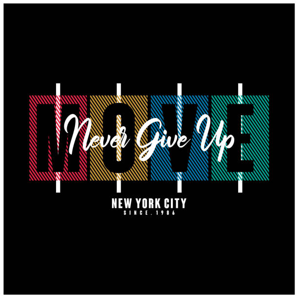 never give up typography for tee shirt design whith bacground colorful, vector illustration - faster than magic 幅插畫檔、美工圖案、卡通及圖標