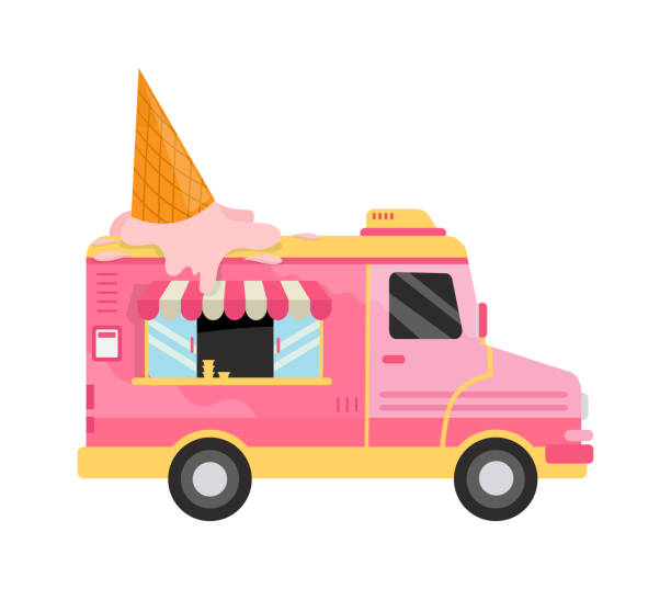 istock Ice cream food truck. Vector illustration 1445756123