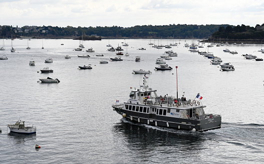 Dinard, France, September 20, 2022 - The ferry Corsaire de Dinard shuttling between St-Malo and Dinard.