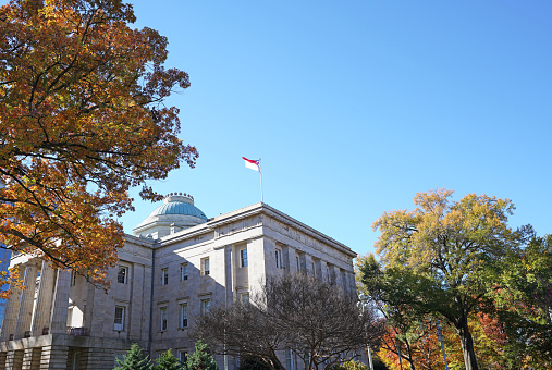 Fall foliage on the grounds of the North Carolina State capitol building in Raleigh