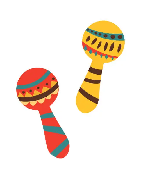 Vector illustration of Mexican style rattles. Vector illustration