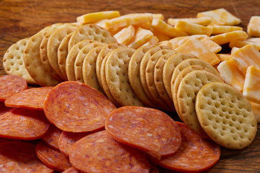 Pepperoni with Marbled Cheddar Cheese and Crackers
