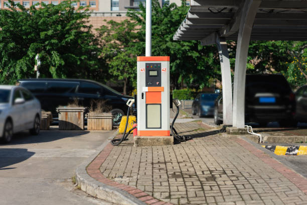 istock Electric vehicle charging pile close-up 1445767267