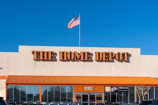 Pearland, Texas, USA - February 14, 2022:  A Home Depot store in Pearland, Texas, USA. The Home Depot, Inc., is an American multinational home improvement retail corporation.