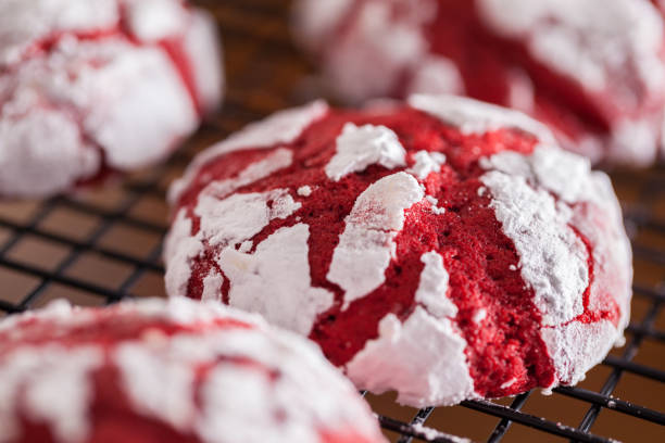 istock Red Velvet Crinkle Cookies on a Cooling Rack 1445771773