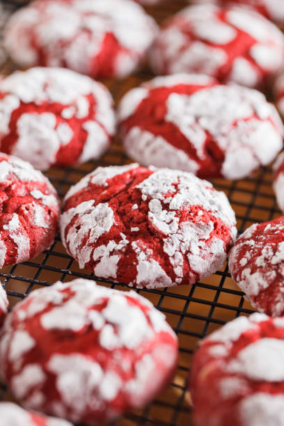 istock Red Velvet Crinkle Cookies on a Cooling Rack 1445771786