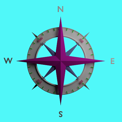 Isolated of a compass with blue screen (3D Rendering)