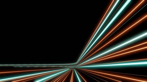 istock 3d render motion line of speed and power or light trails. High-speed light with curve movement beam. 5G Technology fast and futuristic background. Abstract motion blur. 1445772309