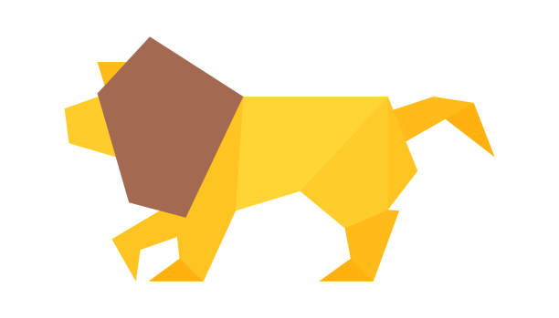 istock Origami lion Animal. Childish Craft. Vector illustration 1445774029