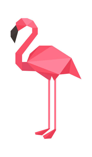 istock Origami flamingo Animal. Childish Craft. Vector illustration 1445774052