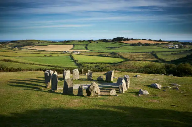 archaeological site of prehistoric stone circle of Drombeg, County Cork in southern Ireland