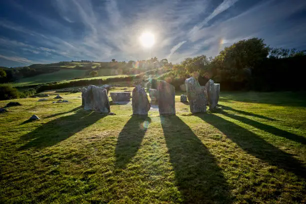 archaeological site of prehistoric stone circle of Drombeg, County Cork in southern Ireland