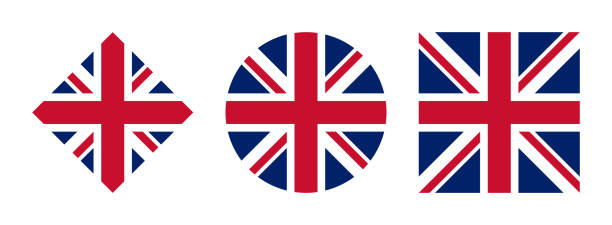 흰색 배경에 격리된 영국 국기 아이콘 세트 - british flag vector uk national flag stock illustrations