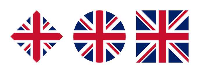 united kingdom flag icon set, isolated on white background