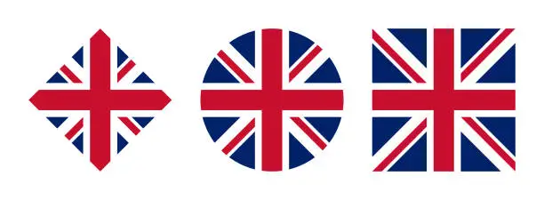 Vector illustration of united kingdom flag icon set, isolated on white background