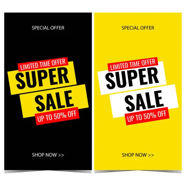 Vector illustration of Vector banner for Super Sale promotion.