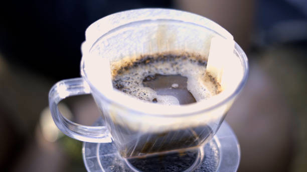 istock Close up barista making drip coffee. 1445777801