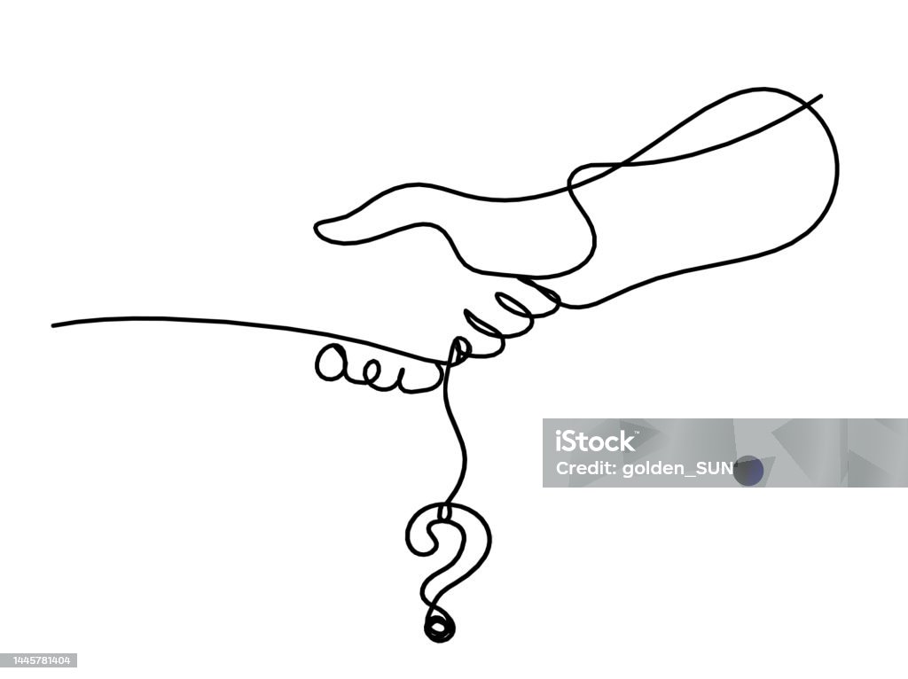 Handshake Question Abstract Handshake With Question Mark As Line Drawing On White ...