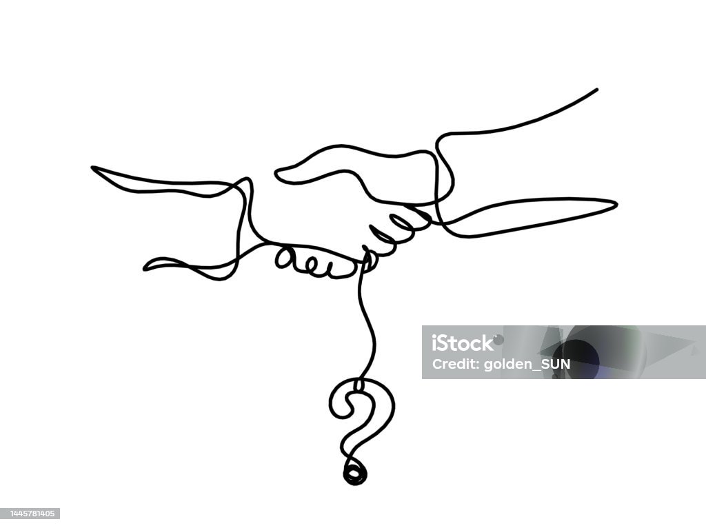 Handshake Question Abstract Handshake With Question Mark As Line Drawing On White ...