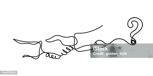 Handshake Question Abstract Handshake With Question Mark As Line Drawing On White ...