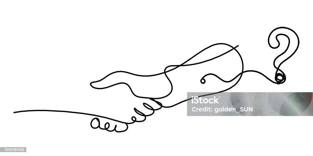 Handshake Question Abstract Handshake With Question Mark As Line Drawing On White ...