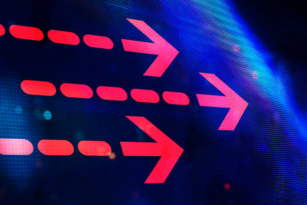 istock Graphic Arrows on Colourful Tech Backgrounds 1445790644