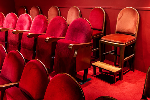 Chairs in a movie, opera or concert hall
