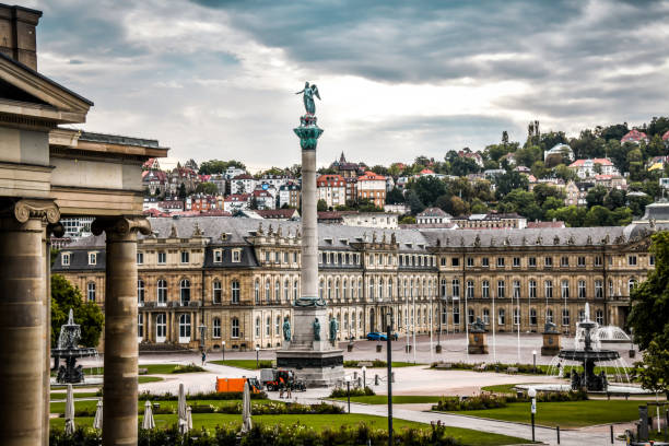 istock Panoramic View Of Schlossplatz And Jubilee Column In Stuttgart, Germany 1445793810