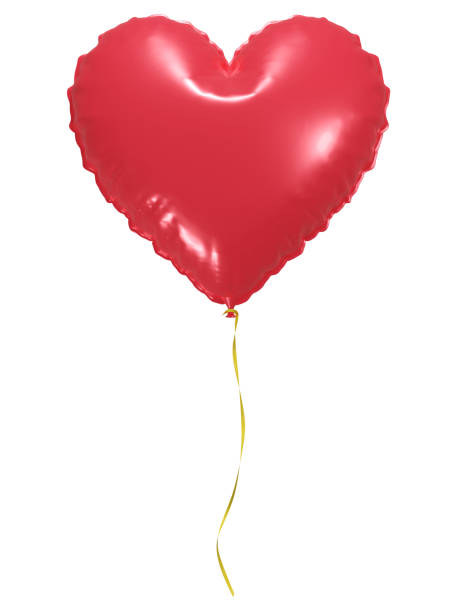 istock Red heart shaped balloon with ribbon 1445798629