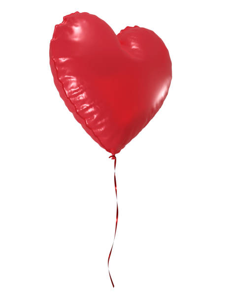 istock Red heart shaped balloon with ribbon 1445798636