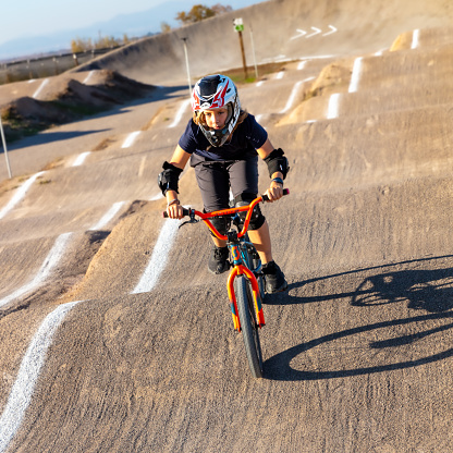 Tennager on bike- BMX rider competition