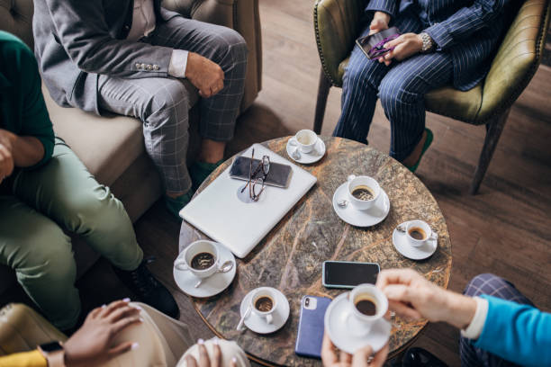 Business people sitting in cafe