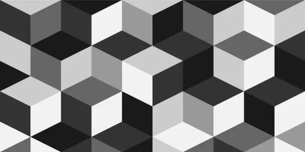 Vector illustration of background of black and white cubes in perspective