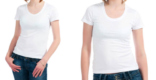 istock Girl in a white T shirt isolated 1445804072