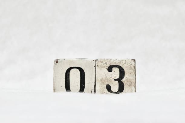 istock 03 calendar date number, white snowy winter background copy space 1445807966