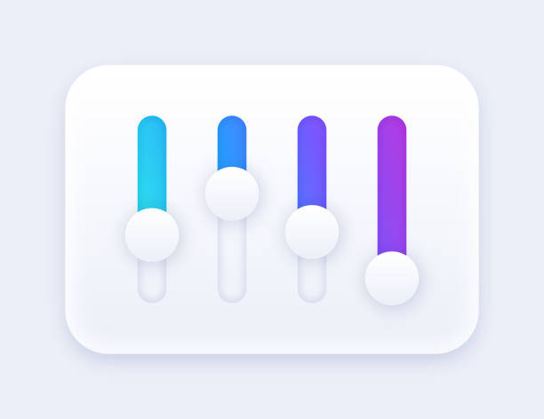 Gradient Slider Shape Control Panel Gradient slider shape modern control system settings design element. knob stock illustrations