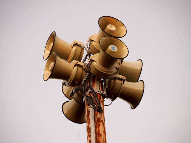 istock Emergency sirens on top of wood pole 1445812784