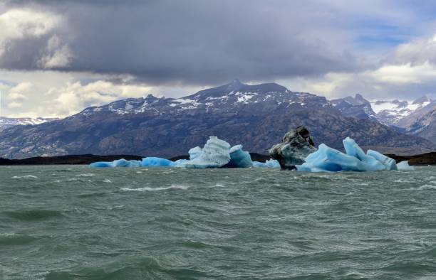 banchi di ghiaccio sul lago argentino in patagonia - floe lake foto e immagini stock