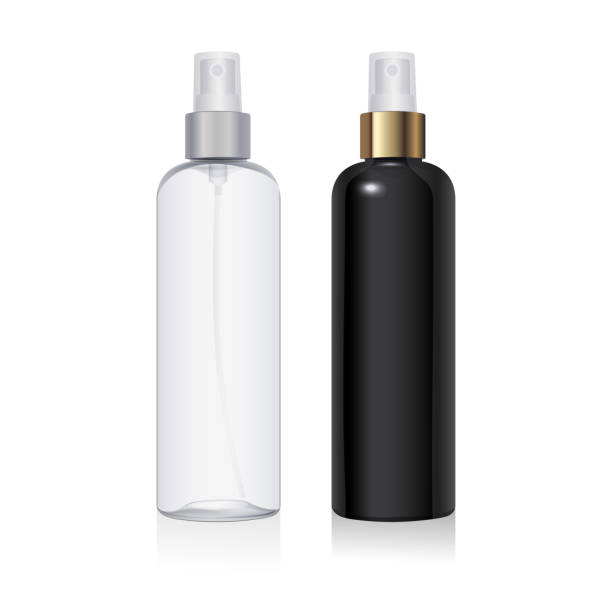 istock Set of transparent and black plastic bottle mockup 1445818571