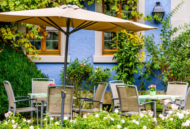 istock typical sidewalk restaurant and cafe in bavaria 1445821085